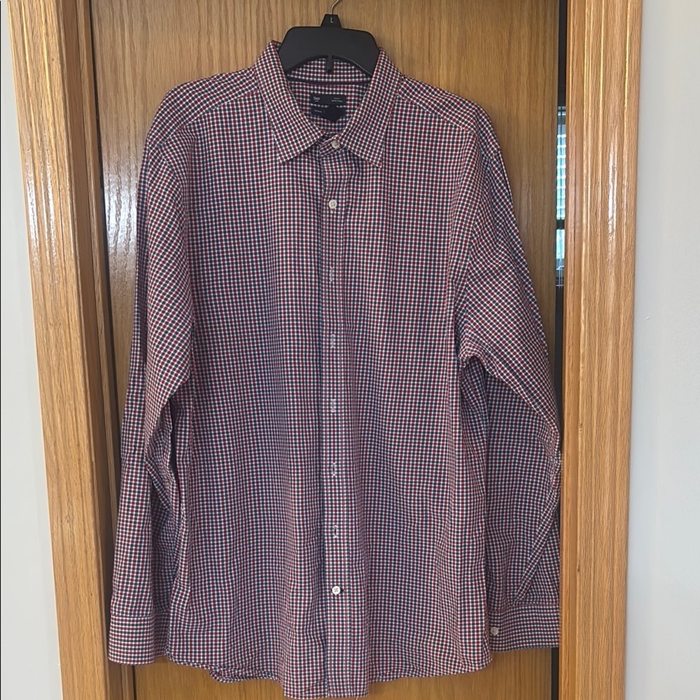 Men's Red and Blue Checkered Shirt GAP